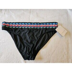 La Blanca Swim Bottom Women's Black Banded Hipster Bikini Swimsuit Size 16